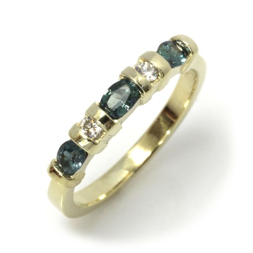 Massiver Ring 0,7 ctw natürlicher Alexandrit & Diamant 14 Karat Rotgold 5 Steine 3,5 mm - Bild 5 von 12