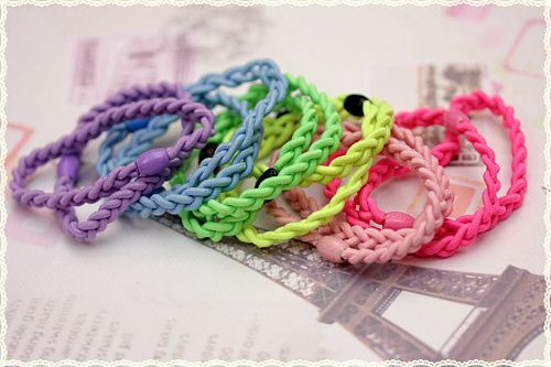 Confezione 12 pezzi elastico capelli treccia moda 6 colori - Picture 1 of 1