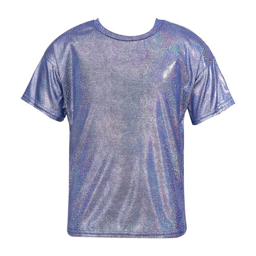 Girls Boys Top Glitter T-shirt Jazz Costume Children Shirts Party Blouse Dance - Picture 19 of 43