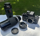 Nikon F2S 35mm Film Camera w/ nikkor Auto 80 ~ 200mm w/ 4 other Lense accesories