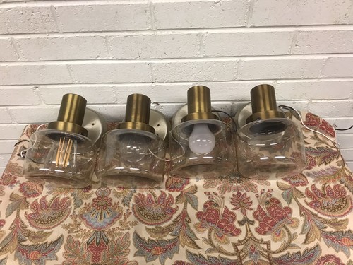 VINTAGE MID CENTURY MODERN MESSING RAUCHGLAS WANDLEUCHTE 9,5 X 6,5" 4 VERFÜGBAR MCM - Bild 1 von 8