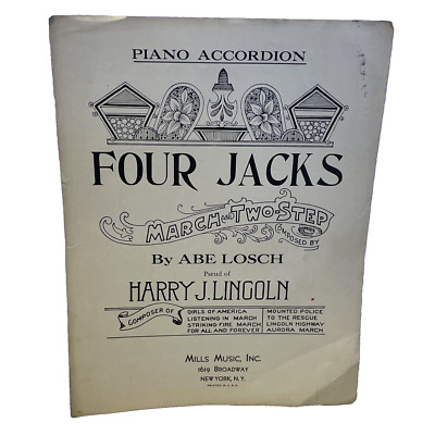 Four Jacks (March Two-Step) Accordion Sheet Music Abe Losch 1938 Mills Music