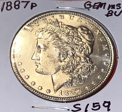  1887 P MORGAN DOLLAR MS BU BLAST WHITE ABSOLUTE STUNNER MUST SEE COIN S159