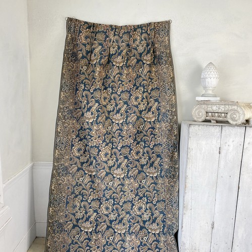 111x36 Antiguo tapiz francés puerta cortina PESADO tejido jacquard c 1900 t - Imagen 3 de 10