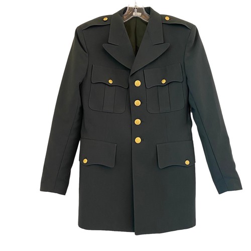 VINTAGE US Army Dress Men's Jacket Coat Wool Blend Serge Green AG-344 1988 38R