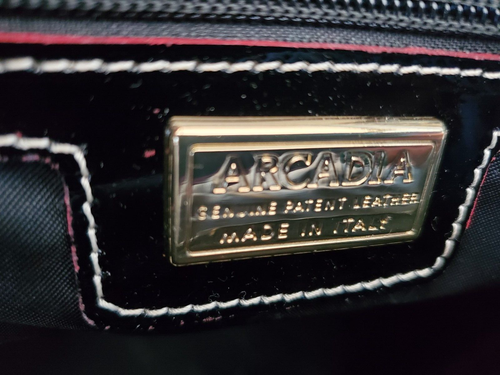 ARCADIA ITALY ~ ECHT LACK SCHWARZ LEDER TASCHE/GELDBÖRSE-PYTHON BESATZ ERWEITERBAR. - Bild 13 von 13