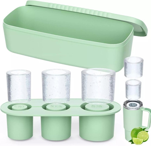 Stanley Cup Ice Mold 40 oz 30 oz Silicone Ice Cube Tray With Lid, 3 Pcs(Green) - Picture 2 of 7