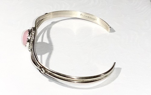 Native American Navajo Sterling Silver Pink Conch Shell Bracelet By Ester White - Picture 5 of 7