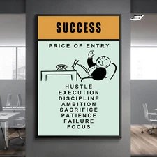 SUCCESS Monopoly Quote Vision Quote Work Decor Motivation POSTER CANVAS ed3