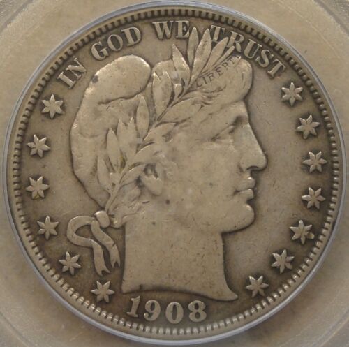 1908-D Barber Half Dollar 50c PCGS Certified VF35