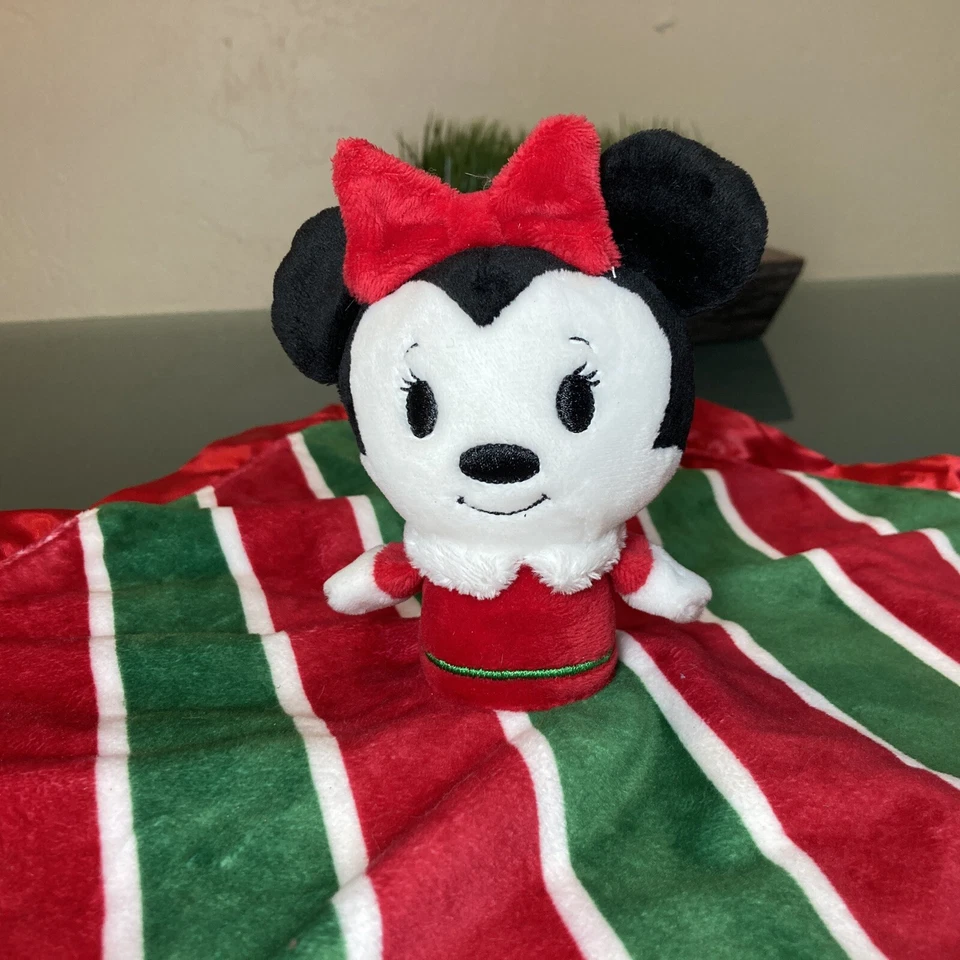 Disney Itty Bittys Minnie Mouse Plush Lovey Blanket Christmas Holiday 15 In Sq - Image 2 of 4