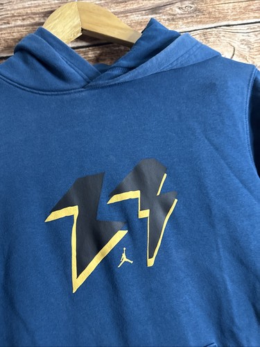Nike Air Jordan Jumpman Hoodie Youth Large Blue Black Classic Sweatshirt Logo - Picture 2 of 17