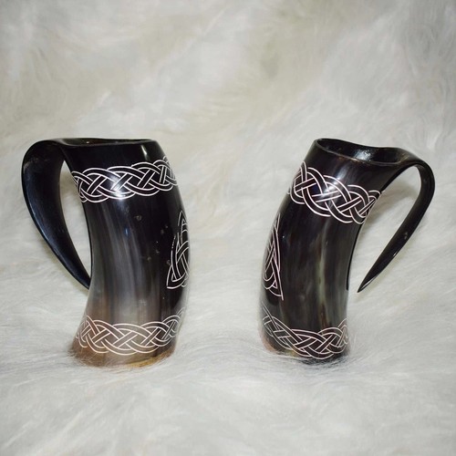 Medieval Vikingo Tankard Café Ale & Mead Taza para Beber 2 Piezas Set Regalo de Navidad - Imagen 4 de 5