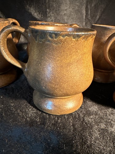 Vtg 4" McCoy Pottery Footed Mug-Curved-Variegated Brown-Dark Patterned Top Band - Picture 21 of 21