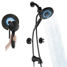 BEIYI 2 Handle Shower Faucet Set, Matte Black Dual Shower Head 2 Knod Tub