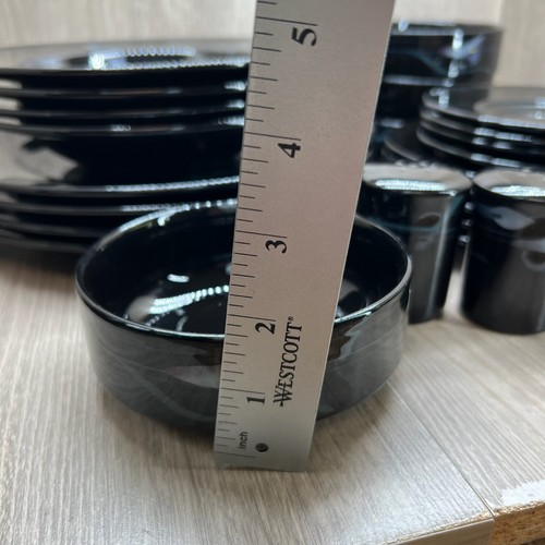 Juego de vajilla 28 piezas MIkasa Galleria FK701 Japón apto para microondas floral Opus negro - Imagen 19 de 20