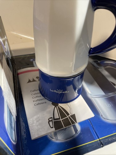 La Reginella White/Blue Stove Top Espresso/Moka Coffee Maker Prama Italy - Picture 3 of 7