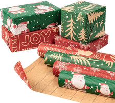 Kraft Wrapping Paper Rolls - 17 Inches X 10 Feet per Roll, Total of 4 Rolls, San