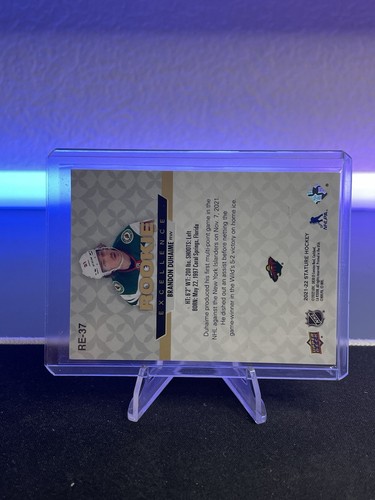 2021-22 UD Stature Brandon Duhaime Rookie Excellence #RE-37 Minnesota Wild - Picture 2 of 2