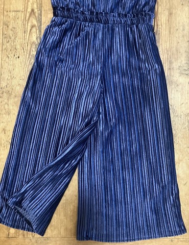 JANIE & JACK Sz 10 Girls Navy Blue Ribbed Velvet Jumpsuit Faux Fur Collar EUC - Picture 6 of 10