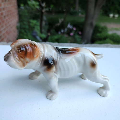 Vintage English Bulldog Dog Porcelain Figurine Made In Japan