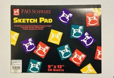 Vintage F.A.O. Schwarz Sketch Pad 50 Sheet Standard Weight 9x12 Drawing Paper