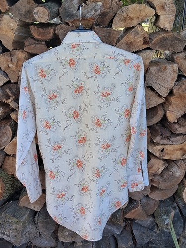 70s National Shirt Shop Disco Mod Groovy All Over Floral Print Button up Med - Picture 6 of 7