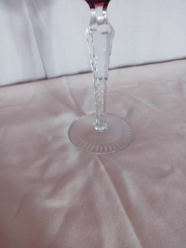 LAUSITZER Cranberry Crystal CUT TO CLEAR GLASS Wine Goblet Made In Germany - Picture 5 of 8