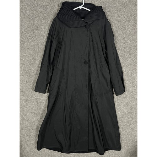 Mycra Pac Now Donatella Raincoat Women's Black Hooded USA Sz O-P Reversible