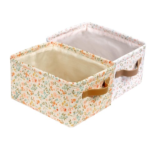 Fabric Storage Bins Cute for Nursery 8"x5.2"x10" - Collapsible Pink & Flower ... - Picture 1 of 5