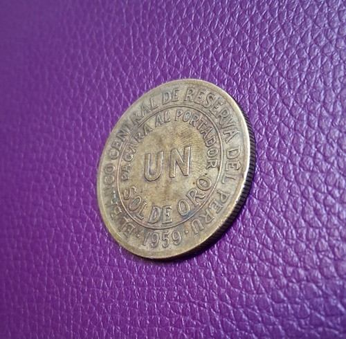 1959 Peru Un Sol de Oro. Beautiful Coin From South America - Picture 3 of 3