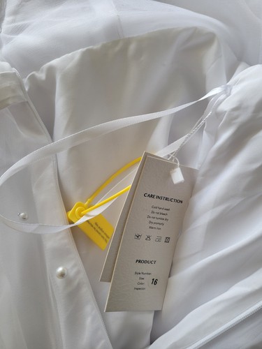 NWT Merry's White Tulle & Pearl, V-Neck, A-Line Silhouette, Wedding Dress SZ 16 - Picture 20 of 24