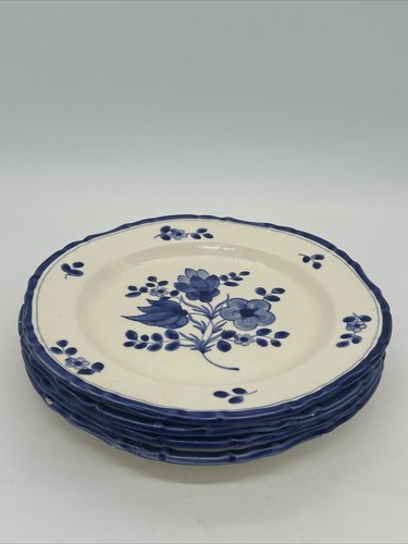 4 Vintage Zell Am Harmersbach Floral Dinner Plates German Blue & White 1092 - Picture 3 of 21