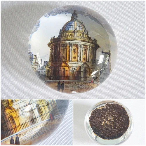 Antique Souvenir Paperweight Glass Victorian Raddcliffe Library Oxford c1860