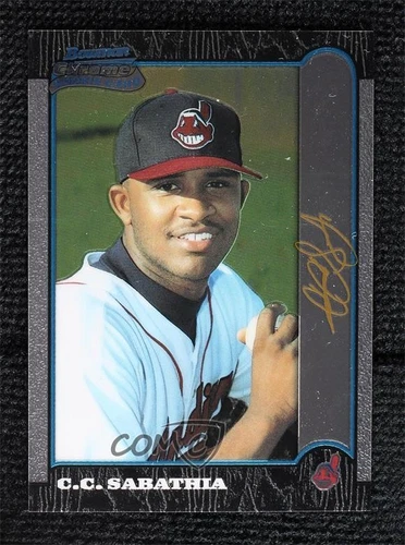 1999 Bowman Chrome Gold Foil Signature CC Sabathia #344 Rookie RC HOF