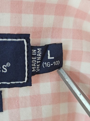 Vineyard Vines Shirt Boys Youth Large Pink Gingham Whale Button Down Long Sleeve - Picture 5 of 13