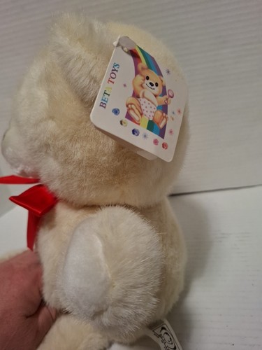 Neu Beta Toys Plüschtier Teddybär 12 Zoll creme-rote Schleife flauschig weich Baby Geschenk - Bild 2 von 8