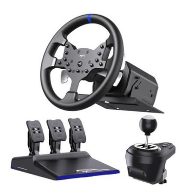 V99 PC Racing Wheel, Real Force Feedback Steering Wheel with Pedals and