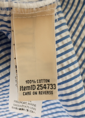 LL Bean Vacationland Seersucker Button Front Shirt Womens XL Blue White Coastal - Picture 8 of 8
