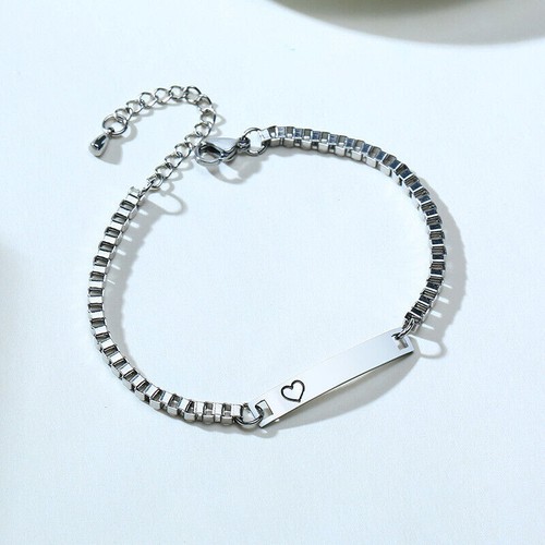 Herren Damen Kind ID Name Armband Box Kette Liebe Herz Geschenk personalisierte Gravur - Bild 10 von 18