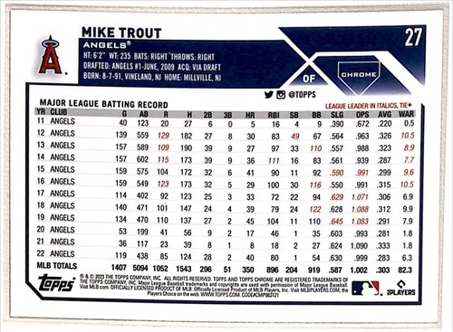 2023 Topps Chrome Mike Trout Los Angeles Angels #27 - Bild 2 von 2
