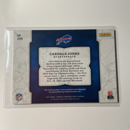 Donruss Signature Series Cardale Jones #290 2016 44/50 RPA bonito parche de 4 colores - Imagen 2 de 3
