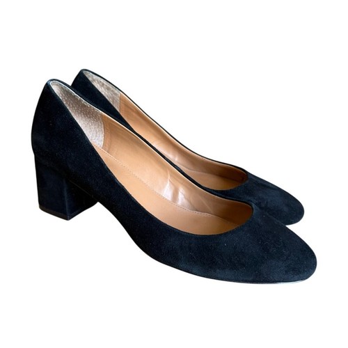J. Crew schwarze Wildleder-Pumps rund geschnitten Blockabsatz Größe 9