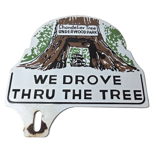 Vintage Redwood Forest License Plate Topper - Sign Ad on Automobile Topper