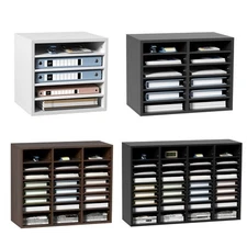 Wood Literature Organizer Adjustable File Sorter 5/12/24/36 Compartments