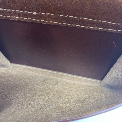Vintage 90s Gap Brown Leather Purse Bag Top Handles Zipper Top Rare Bucket Box - Picture 12 of 16
