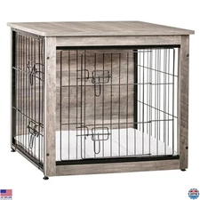 DWANTON Stylish Dog Crate Furniture with Cushion - Wooden Kennel Table for Dogs