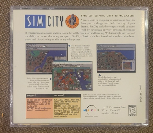Sim City Classic (PC & MAC , 1998) Jewel case Maxis EA Scholastic - Picture 2 of 2