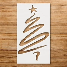 Stylized Swirling Christmas Tree with Star Wall Art Reusable Stencil - Stenci…