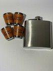 Ukrainian Patriot Stainless Steel Flask 8oz + 4 Shot Glasses Set "СЛАВА УКРАЇНІ!